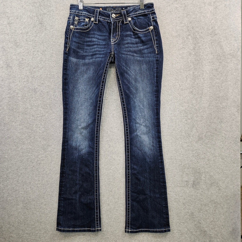 Y2K McBling MISS ME Signature Boot EMBROIDERED CROSS Stretch Festival Jeans 28